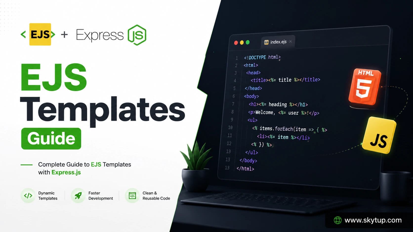Complete Guide to EJS Templates in Express.js | Variables, Loops, Partials & Dynamic HTML