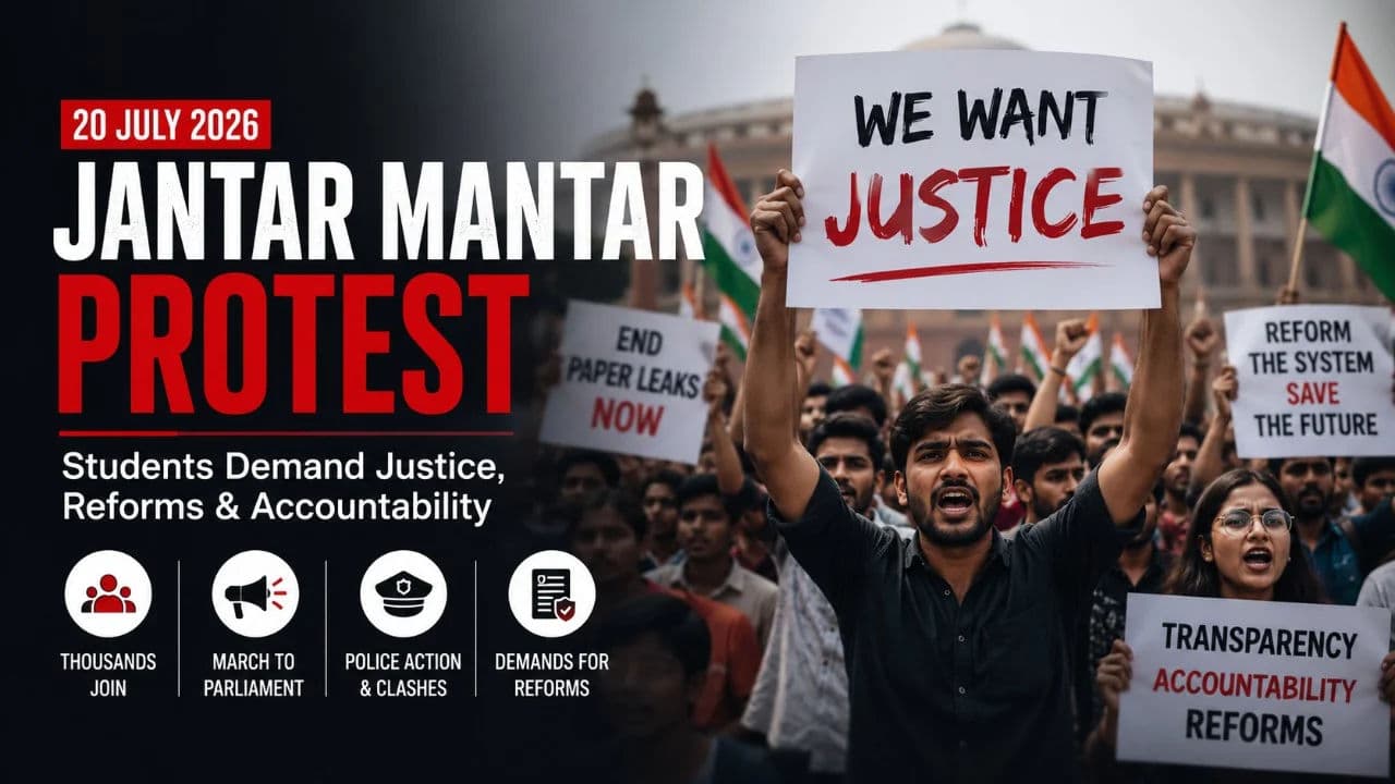20 July Jantar Mantar Protest: Student Demonstration, Parliament March, Police Action and Demands for Education Reform